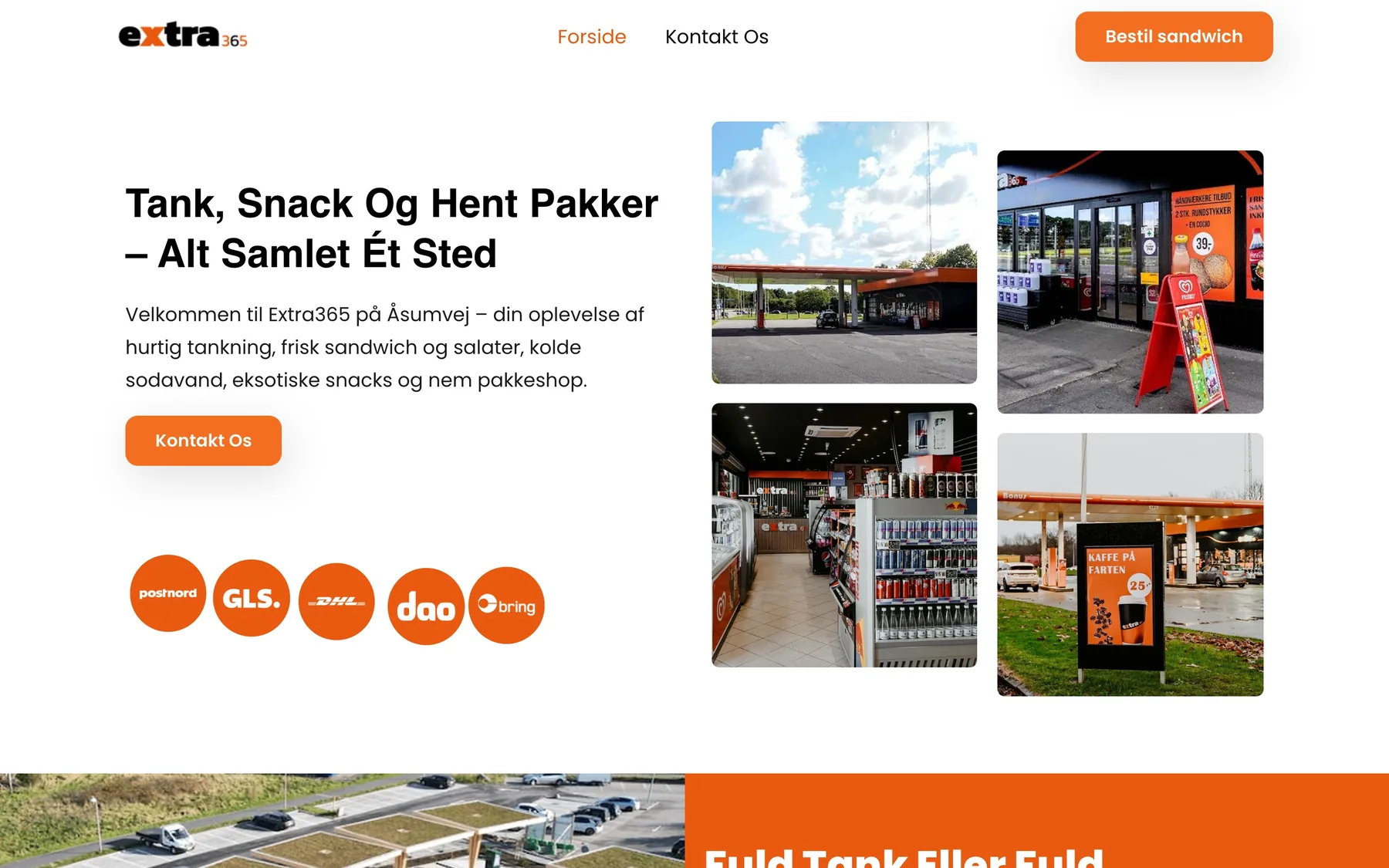 Forsiden på Extra365s site på desktop