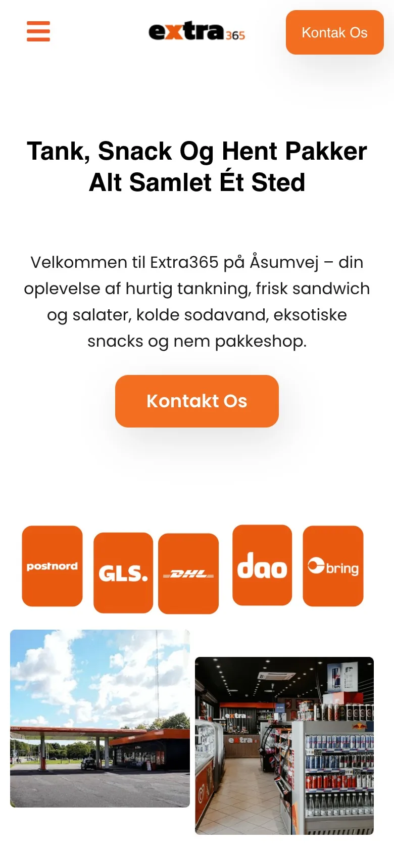 Forsiden på Extra365s site på mobil