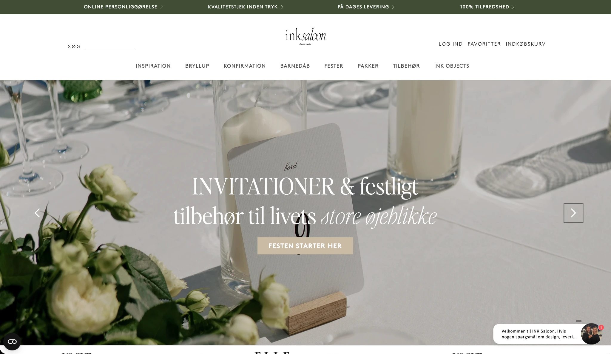 Forsiden på InkSaloons site på desktop
