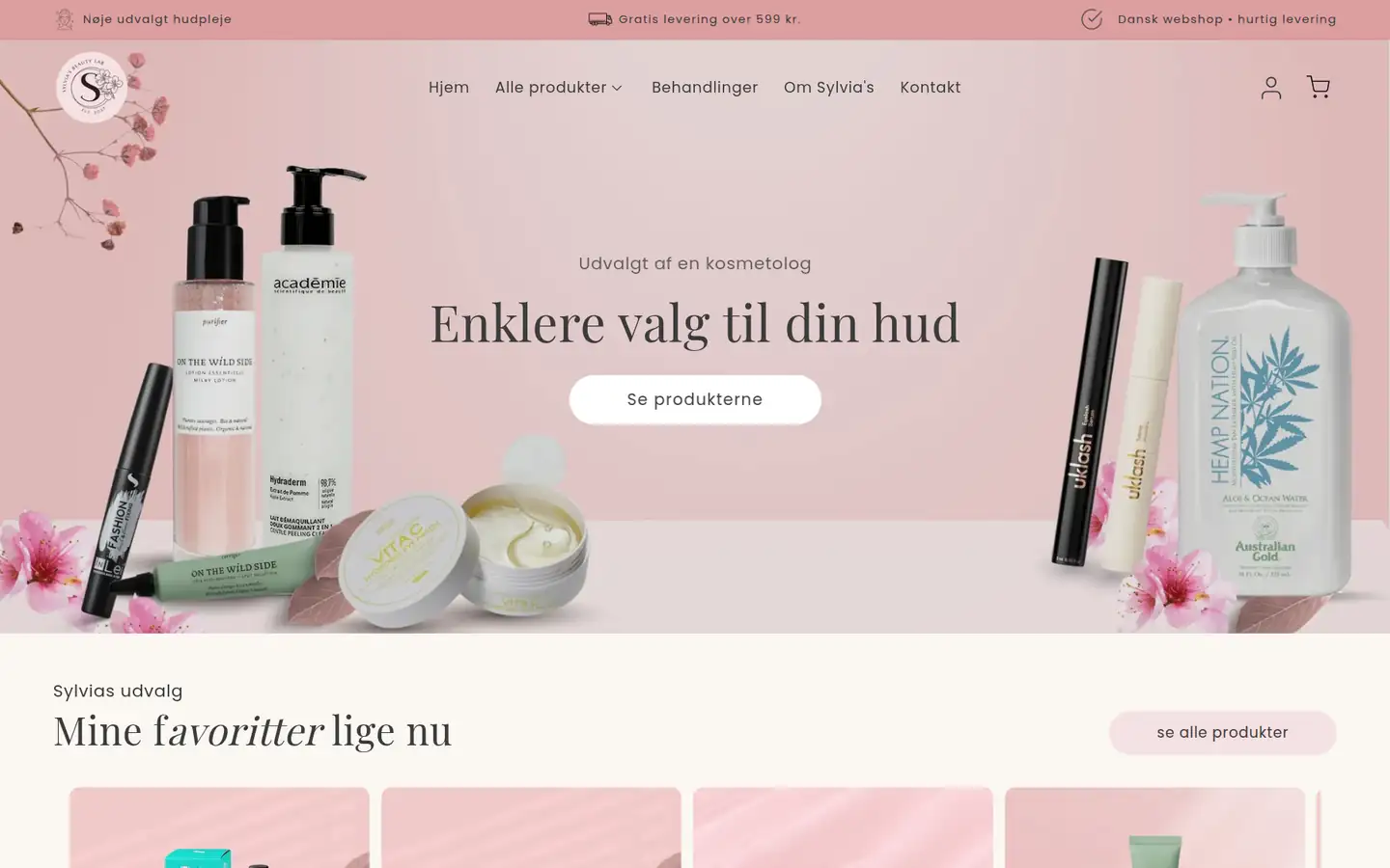 Forsiden på Sylvia's Beauty Labs site på desktop